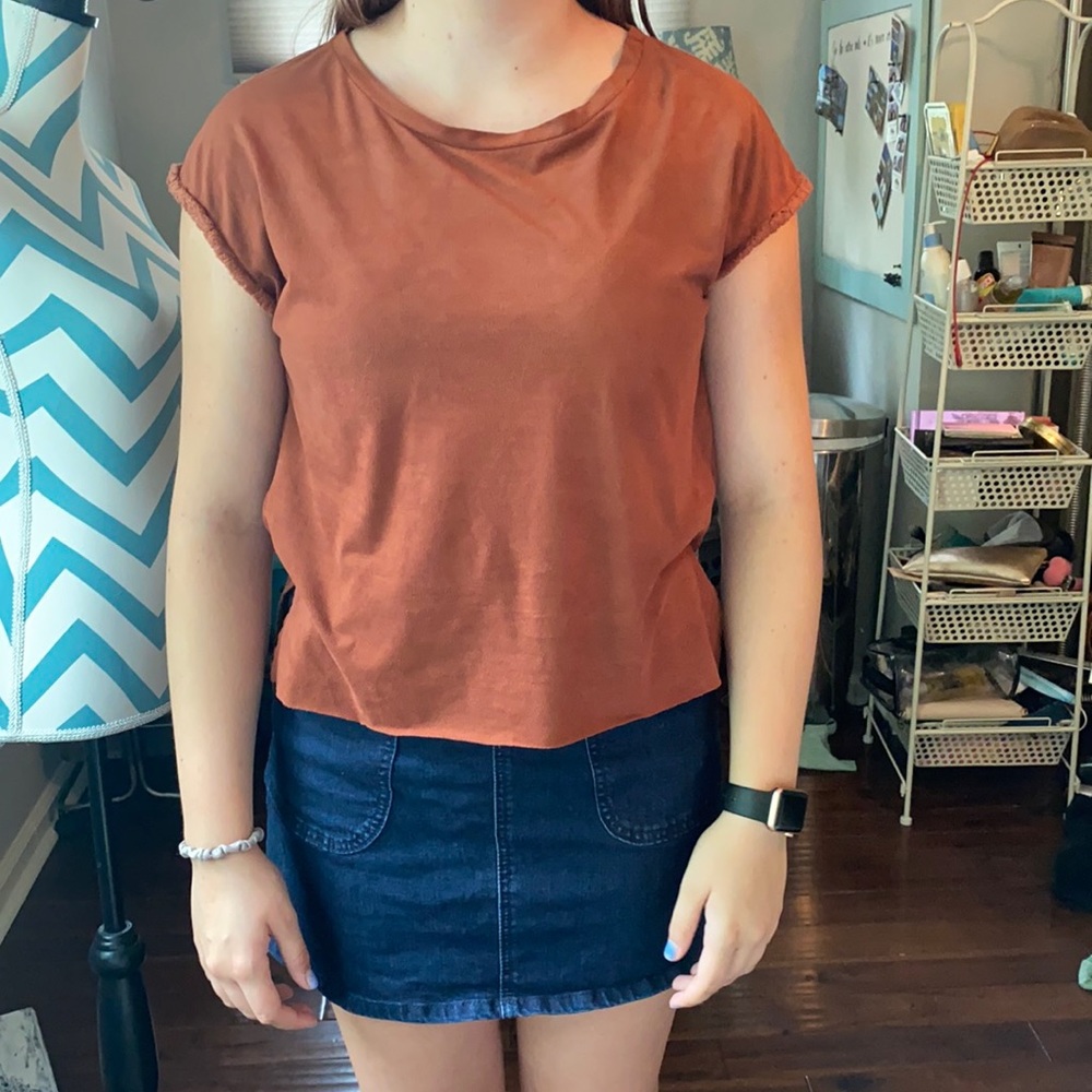 Lumere Burnt orange Faux Suede Shirt